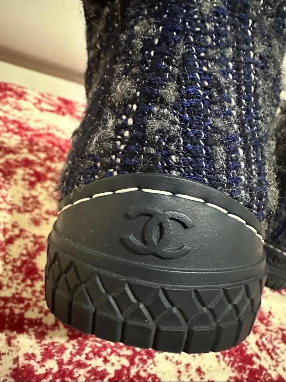 Chanel  Navy High-Top Sneakers